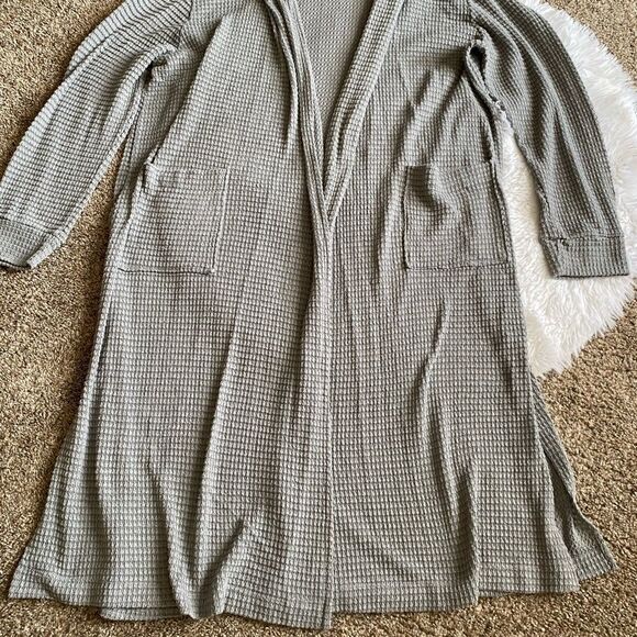 Three Bird Nest Waffle Knit Cardigan Open Front Women’s Size XL Pockets - Picture 5 of 8